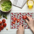 thumbnail image 4 of Fruits Cutting Board, Hand Painted Watercolor Art Style Apples with Green Leaves Harvest Season, Decorative Tempered Glass Cutting and Serving Board, Small Size, Dark Coral Green White, by Ambesonne, 4 of 5