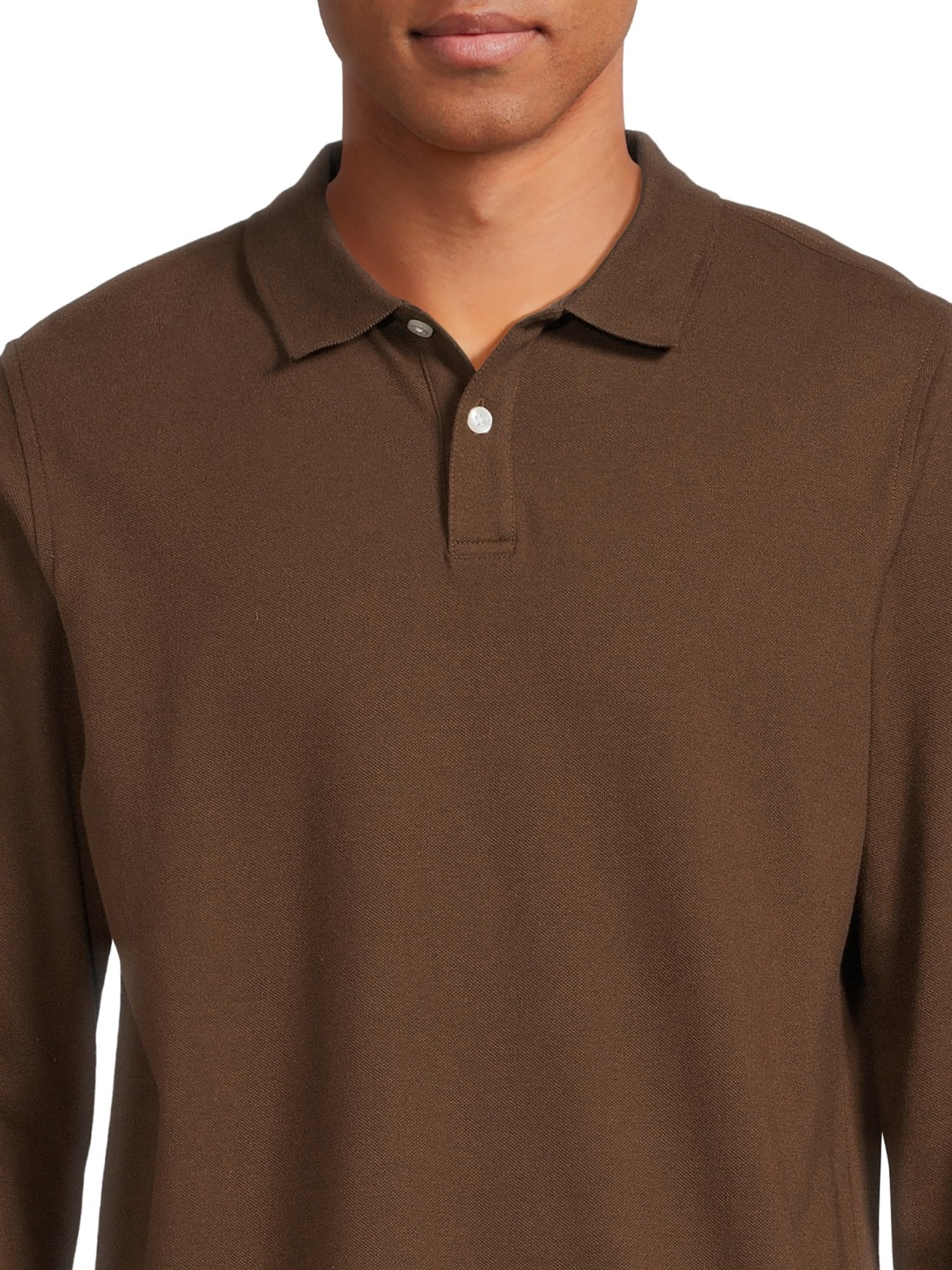 George Men's Pique Polo Shirt with Long Sleeves, Sizes S-3XL