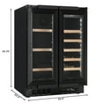 thumbnail image 2 of KoolMore Reserve 24 in. French Door Dual Zone Panel Ready Under-Counter Cooler with Wooden Shelves and 20 Bottle Capacity in the Right Zone and 2.1 Cu. Ft. on the Left in Black (KM-CWB24-WPR), 2 of 9