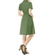 thumbnail image 3 of Vestido mini de mujer con ajuste y vuelo, con cuello, bolsillos y cintura elástica en verde militar, 3 of 8