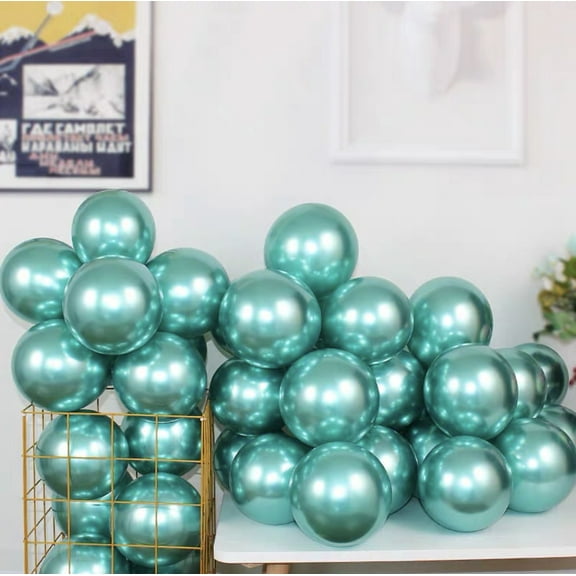MoBeauty 100 Pcs 5 Inch Metallic Green Balloons, Chrome Green Balloons for Baby Bridal Shower Green Birthday Graduation Party Decorations