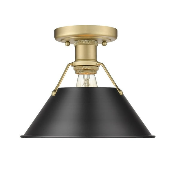3306-FM BCB-BLK-Golden Lighting-Orwell - 1 Light Flush Mount 8 Inches Tall and 10 Inches Wide-Brushed Champagne Bronze Finish-Matte Black Shade Color