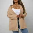 thumbnail image 4 of HAOTAGS Womens Blazers Long Sleeve Open Front Solid Color Business Lapel Button Work Jackets Khaki Size XL, 4 of 8
