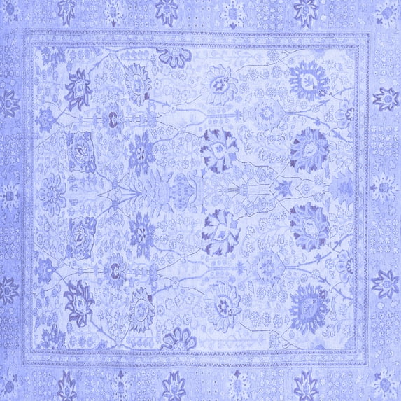 Ahgly Company Machine Washable Indoor Square Oriental Blue Traditional Area Rugs, 5' Square