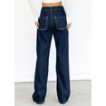 thumbnail image 3 of HOTAPEI Cargo Pants for Women Casual Mid Waist Jeans Wide Leg Pants Baggy Cargo Jeans With 4 Pockets US 4-18, 3 of 7