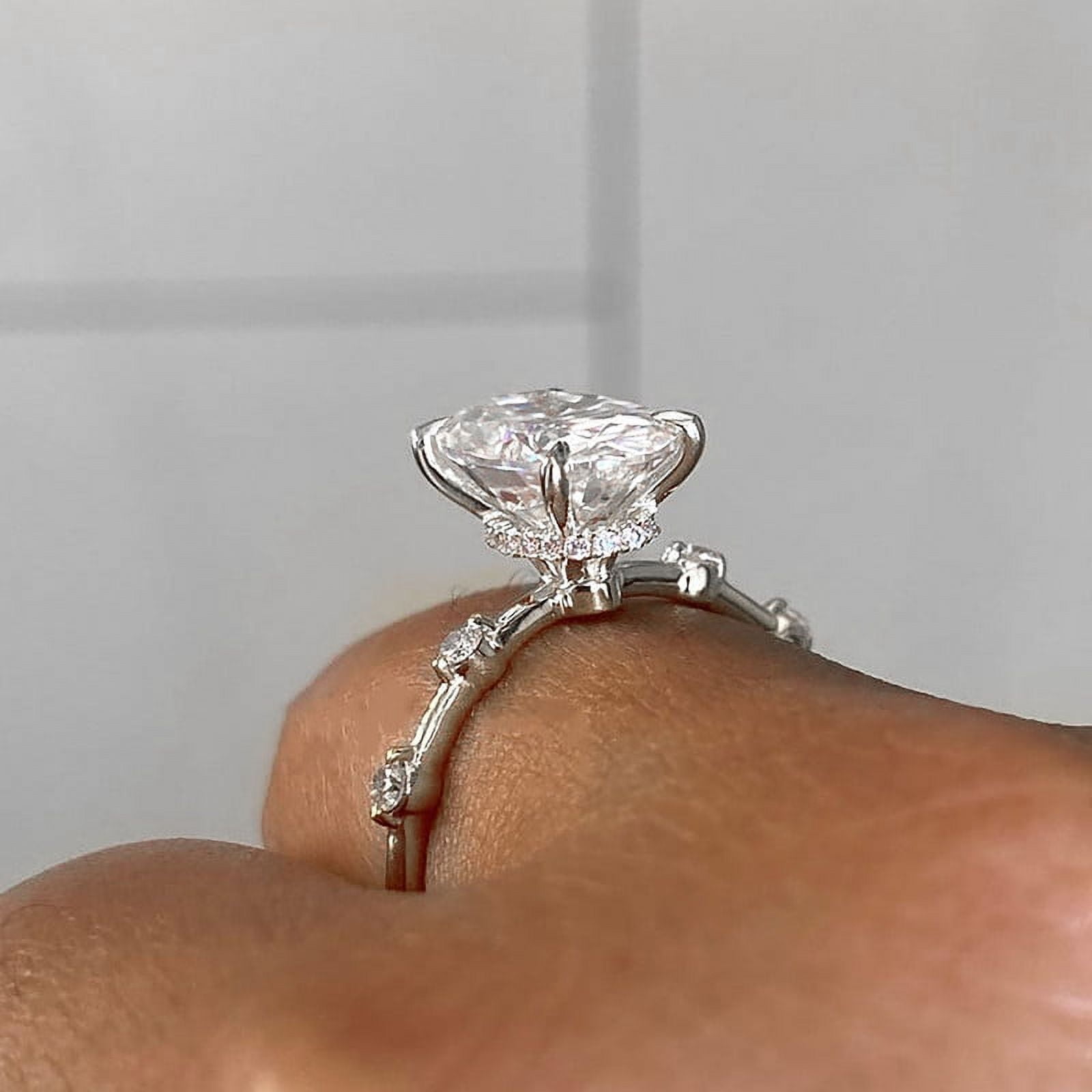 solitaire jewels 3.75CT Oval Moissanite Hidden Halo Engagement Ring For Women, 10K White Gold