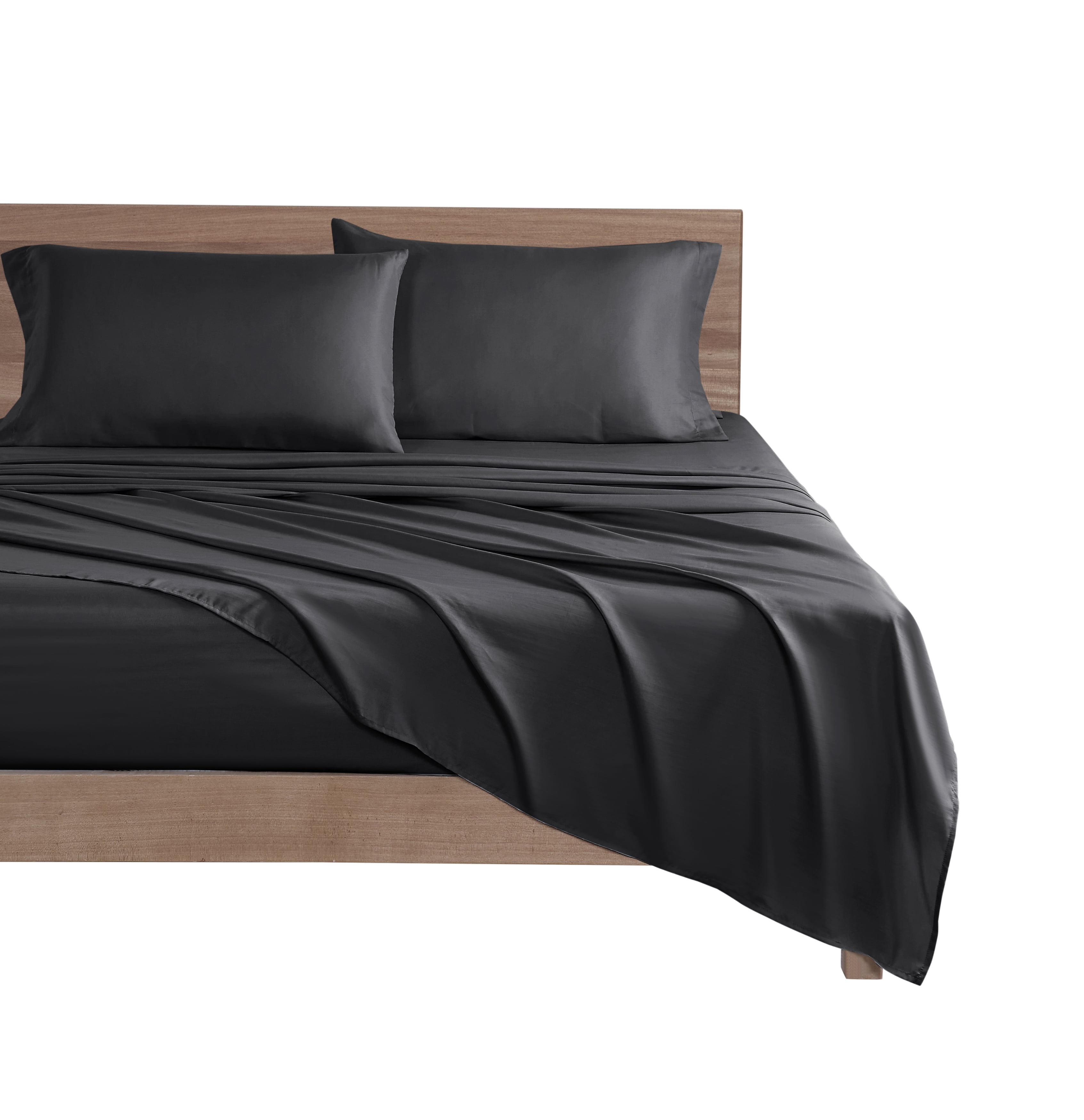 Mainstays Basic Value Microfiber Bed Sheet Set, Full, Black, 4 Piece