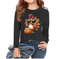 thumbnail image 3 of Avtoify Kids Thanksgiving Long Sleeve Print Shirts Crew Neck Dressy Casual Blouses Girls Long Sleeve top Round Neck top, 3 of 6