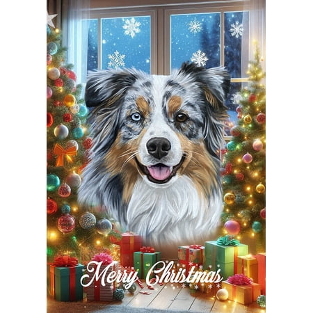 Australian Shepherd Blue Merle - Best of Breed Christmas Garden Flag