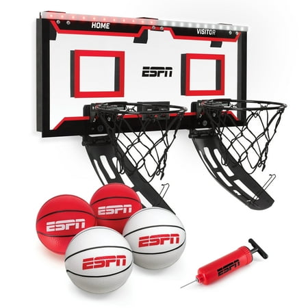 ESPN Mini Basketball Hoop Over The Door Basketball Hoop Includes 4 Mini Basketballs and Pump