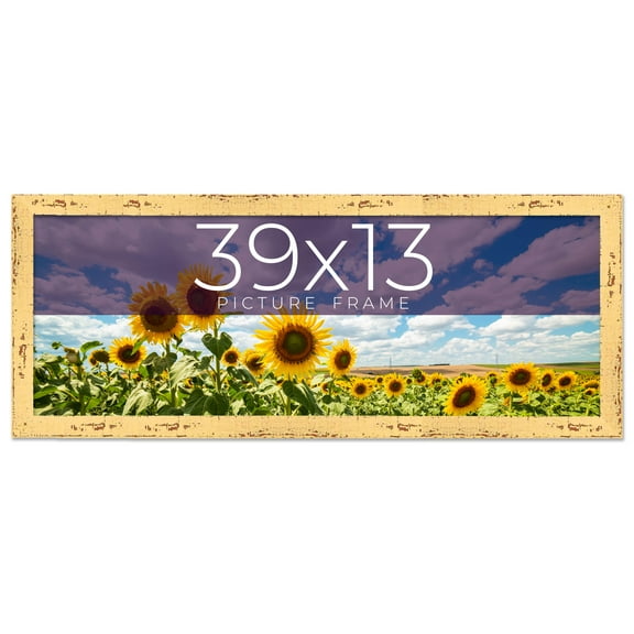 39x13 Frame Yellow Real Wood Picture Frame Width 1.25 inches | Interior Frame Depth 0.5 inches |
