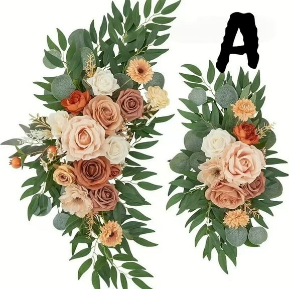 Fake Flower Wedding Arch Flower Set (2-piece Set), Used for Wedding Decoration, Ceremony, Reception, Background Music, Thanksgiving, Halloween Party Decoration, Party Decoration, and Party Decoration