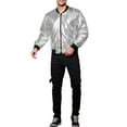 thumbnail image 2 of Lars Amadeus Men's Metallic Jacket Zip Up Disco Party Shiny Varsity Bomber Jacket, 2 of 6