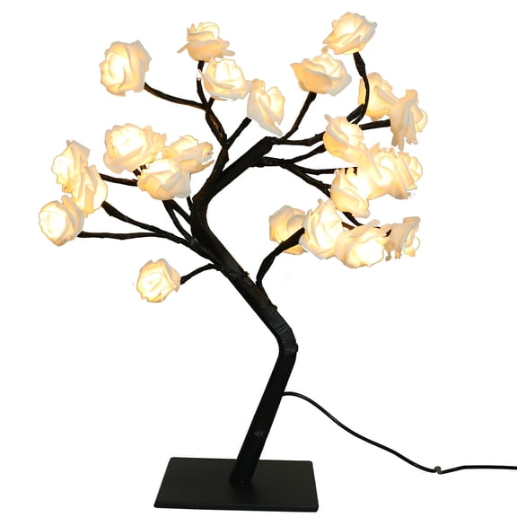 Niceauty 1Pc White Tree Shape LED Desk Lamp Romantic Rose Flower Decorative Indoor Light