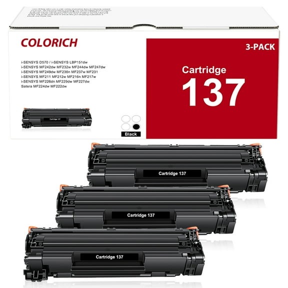137 Toner Cartridge 3-PACK Compatible for Canon 137 CRG-137 to use with ImageClass MF236n LBP151dw MF217W MF216N MF249dw MF247dw D570 MF227DW MF229DW MF232w Printer Ink Black
