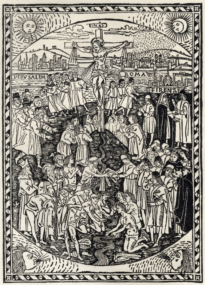 Facsimile Of The Crucifixion From Tractato Di Maestro Domenico Benivieni Printed Florence 1496 From A Catalogue Of A Collection Of Engravings Etchings And Woodcuts By Richard Fisher Published 1879 Can