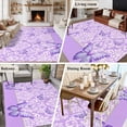 thumbnail image 6 of Butterfly Floral Washable Living Room Rugs 6'x9', Purple Floral Texture Butterflies Pearl Low Pile Throw Large Area Rug Non-Slip Sturdy Edge Binding Carpet for Dining Room Kitchen Office, 6 of 9