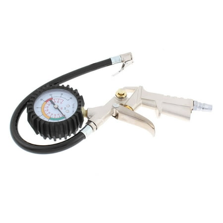 - Portable Range 0-220 psi Lb/IN2 Dial Tire Gauge w Inflator for Motorcycle Truck Car