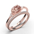 thumbnail image 3 of Gorgeous Art nouvea 1.90 Carat Oval Cut Morganite And Diamond Moissanite Engagement Ring, Dainty Morganite Wedding Ring, One Matching Band in 925 Sterling Silver With 18k Rose Gold Plating, 3 of 3