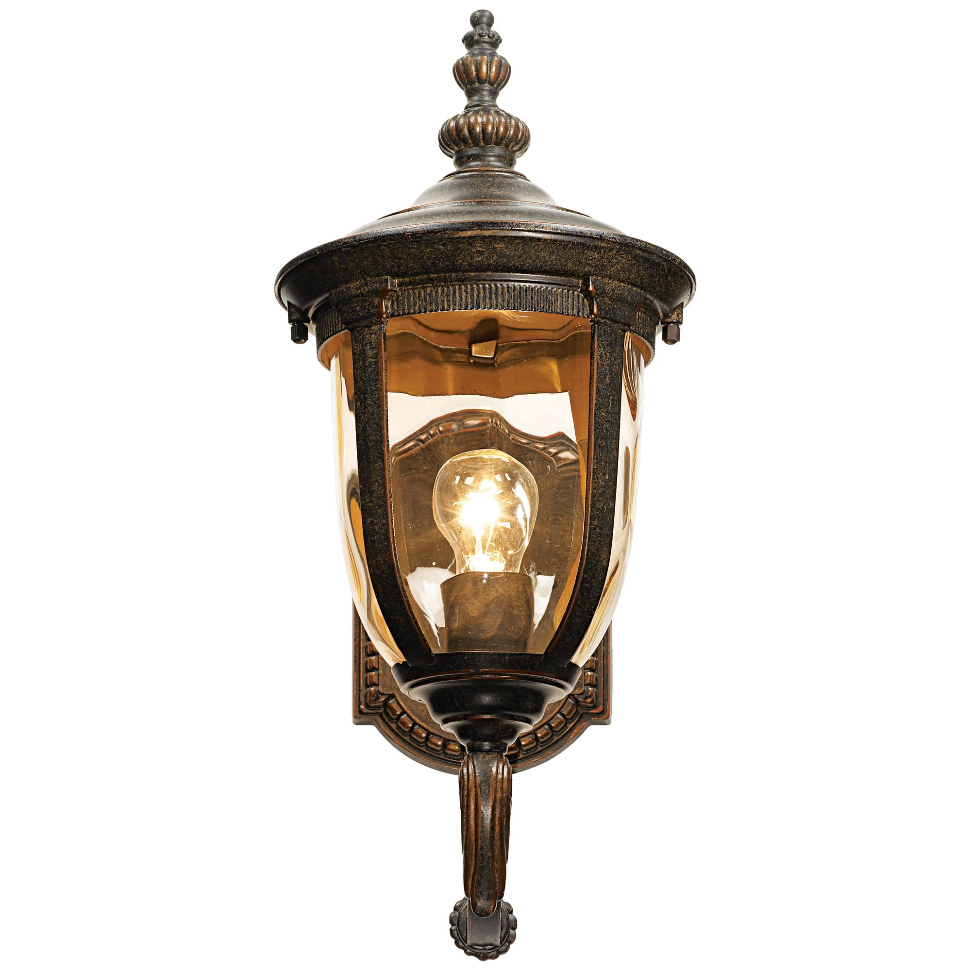 John Timberland Bellagio Vintage Rustic Outdoor Wall Light Fixture Veranda Bronze Upbridge 16 1/2" Champagne Glass for Post Exterior Barn Deck House