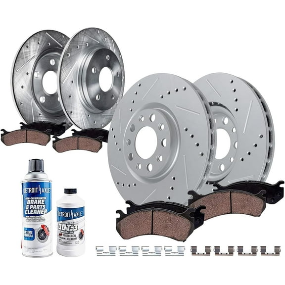 Detroit Axle - 10pc Brake Kit for 2014-2015 Chevy Cruze Volt 2012-2017 Buick Verano Orlando, Drilled and Slotted Brakes Rotors Ceramic Brake Pads : 11.81" inch Front and 11.50" inch Rear Rotors