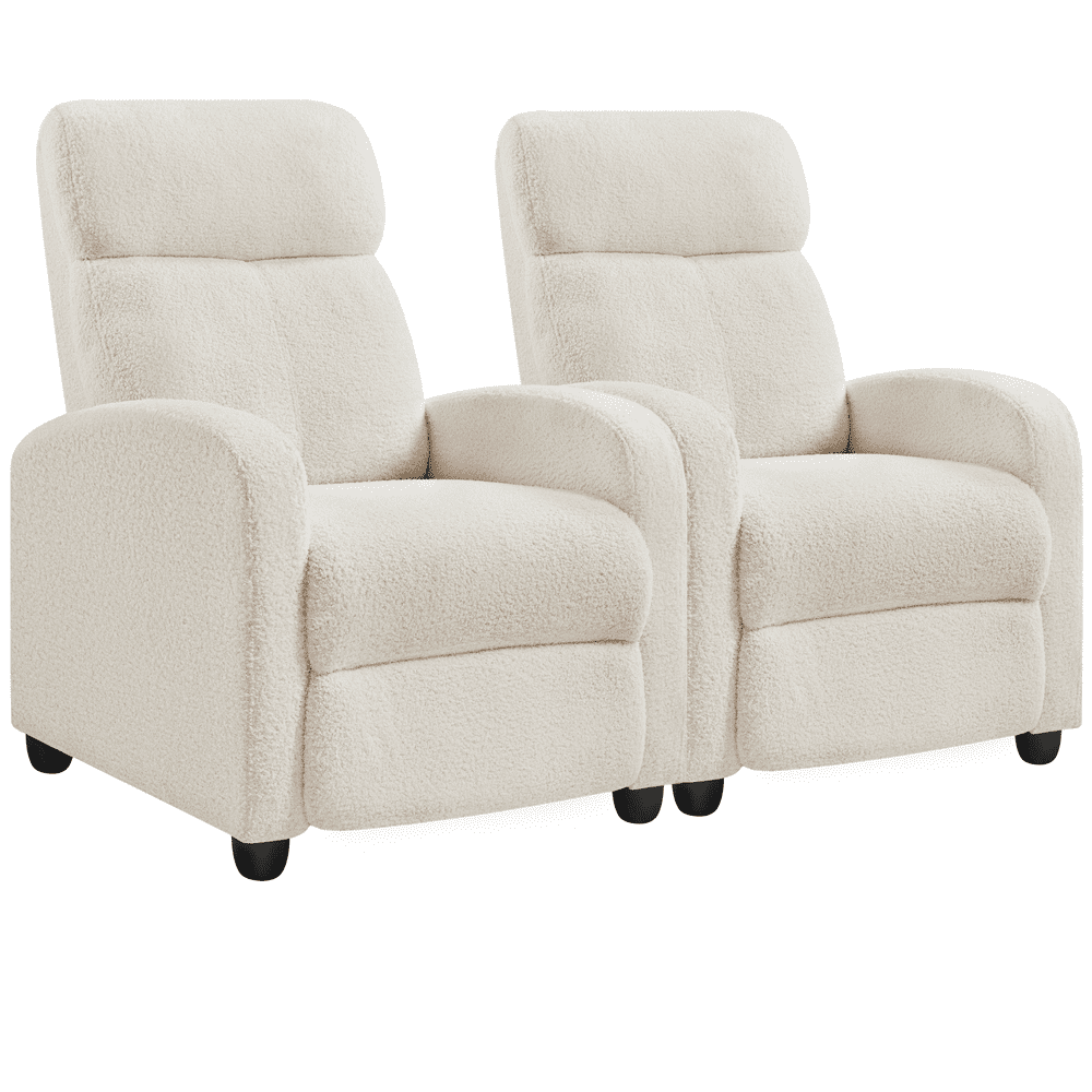 Yaheetech 2pcs Upholstered Boucle Recliner Adjustable Reclining Chair w