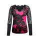 thumbnail image 4 of Moda mujer manga larga cuello en V estampado encaje Pachwork Casual Tops camiseta blusa Pompotops  gfhjh18144, 4 of 5