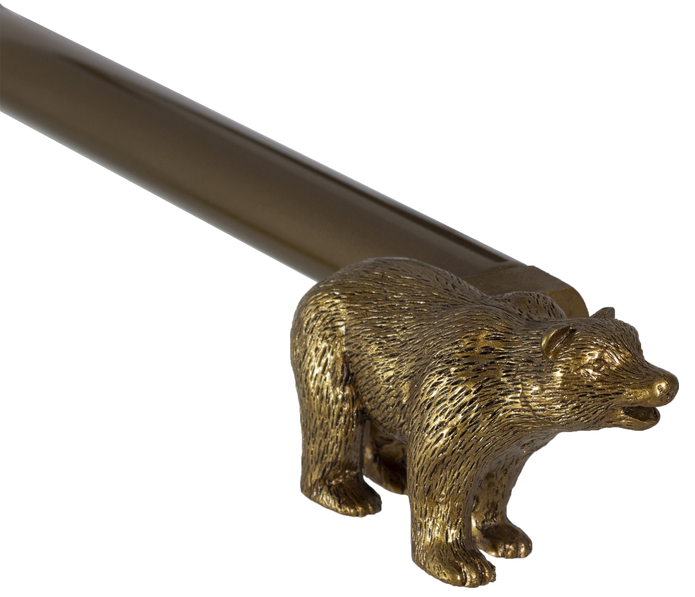 Urbanest Farmhouse Bear 3/4" Adjustable Curtain Rod – Heavy-Duty Telescoping Drapery Rod with Decorative Bear Finials – Extendable Window Rod for Curtains & Drapes, 84"–120″, Renaissance Gold
