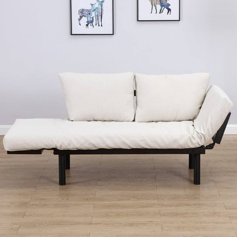 HOMCOM Single Person 5 Position Convertible Couch Chaise Lounger Sofa Bed Black Cream White Walmart