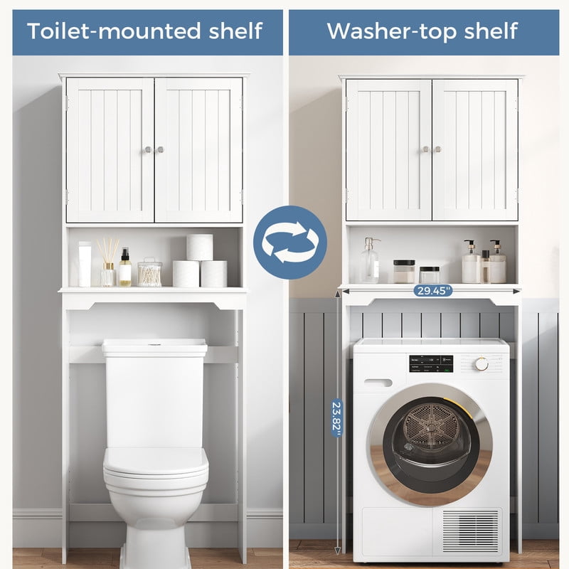 Gianna Wooden Over-the-Toilet Storage Rack, Bathroom Organizer Shelf for Toilet & Towels, Freestanding Toilet Shelf，White