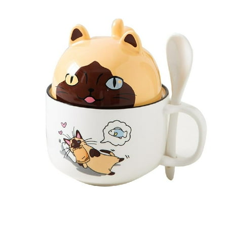 

HESITONE 3D Ceramic Material Coffee Mugs Fancy Cartoon Cups with Lid Spoon for Pet Lovers
