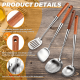 thumbnail image 1 of Juego de 4 utensilios para wok de acero inoxidable de alta calidad SHAOSZC con mangos de madera extra largos de 17", espumadera, cucharón y volteador, juego de cubiertos esencial para wok para, 1 of 7
