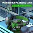 thumbnail image 4 of Wireless Gaming Headset with Detachable Microphone, Bluetooth Over-Ear Headphones, LED Luminous, Noise Cancellation(Green), 4 of 7