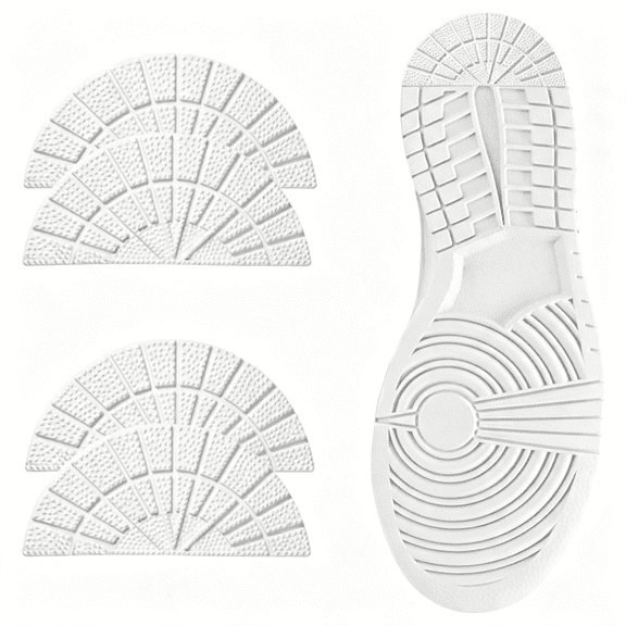 OQRKI Shoe Repair Rubber Heel Replacement, 4Pcs Rubber Outsole Shoe Heel Repair, Shoe Sole Repair Rubber for Sports Shoes Heel Replacement Durable & Easy Install White