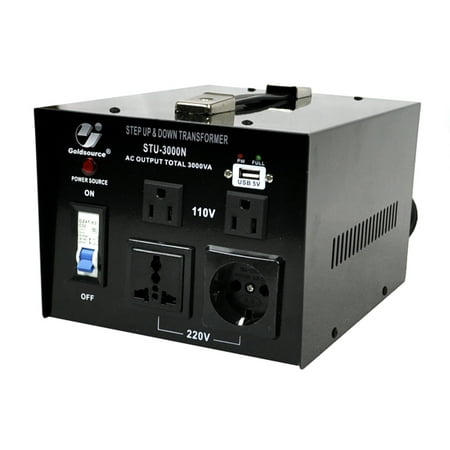 Goldsource STU-N-3000 AC 110V/220V 3,000W Step-up and Step-down AC Voltage Converter Transformer with 5V USB Port - Maximum Load Capacity: 3,000