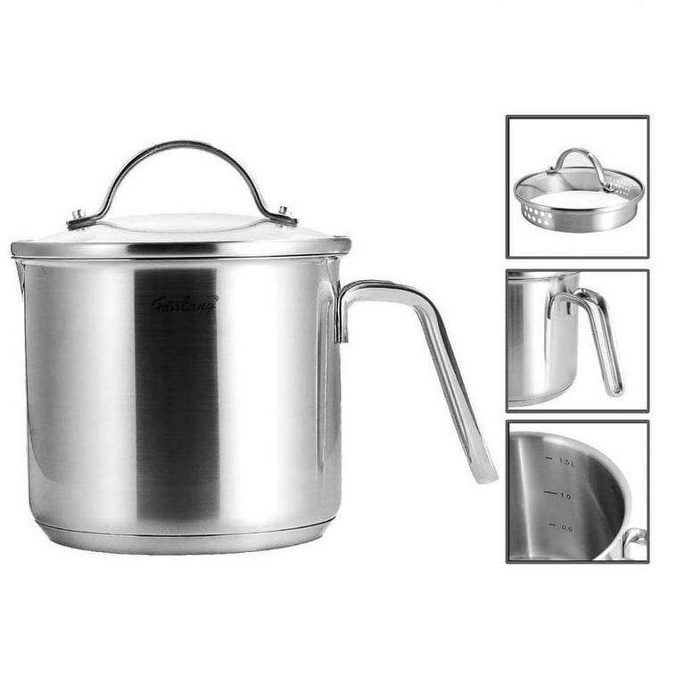 MARSKITOP Stainless Steel Saucepan 1.5 Quart, Small Sauce Pan with Lid,  Induction Sauce Pot Multipurpose Cooking Pot with Stay-Cool Handle,  Dishwasher