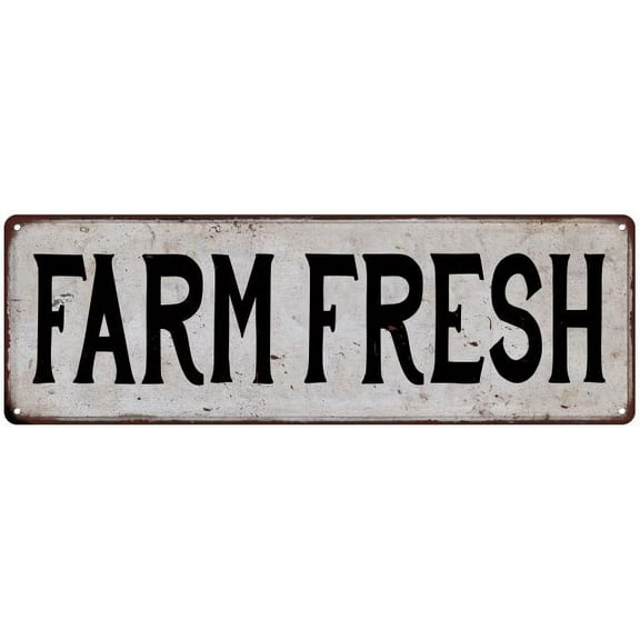 FARM FRESH Vintage Look Rustic Metal City State Sign 8 x 24 Matte Finish Metal 108240041259