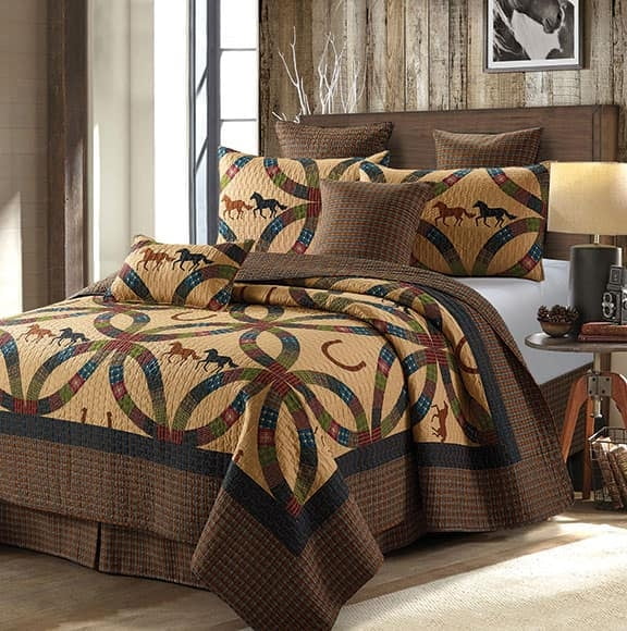 Spura Home 3Piece Bedspread Wedding Ring Horse Queen Size and