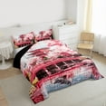 thumbnail image 3 of Homewish Cherry Blossom Queen Comforter Set,Japanese Theme Bedding Sets,Retro Rustic Bridge Bedding Comforter Set For Girls Kids,Breathable Home Decor Reversible,3-Piece, 3 of 8