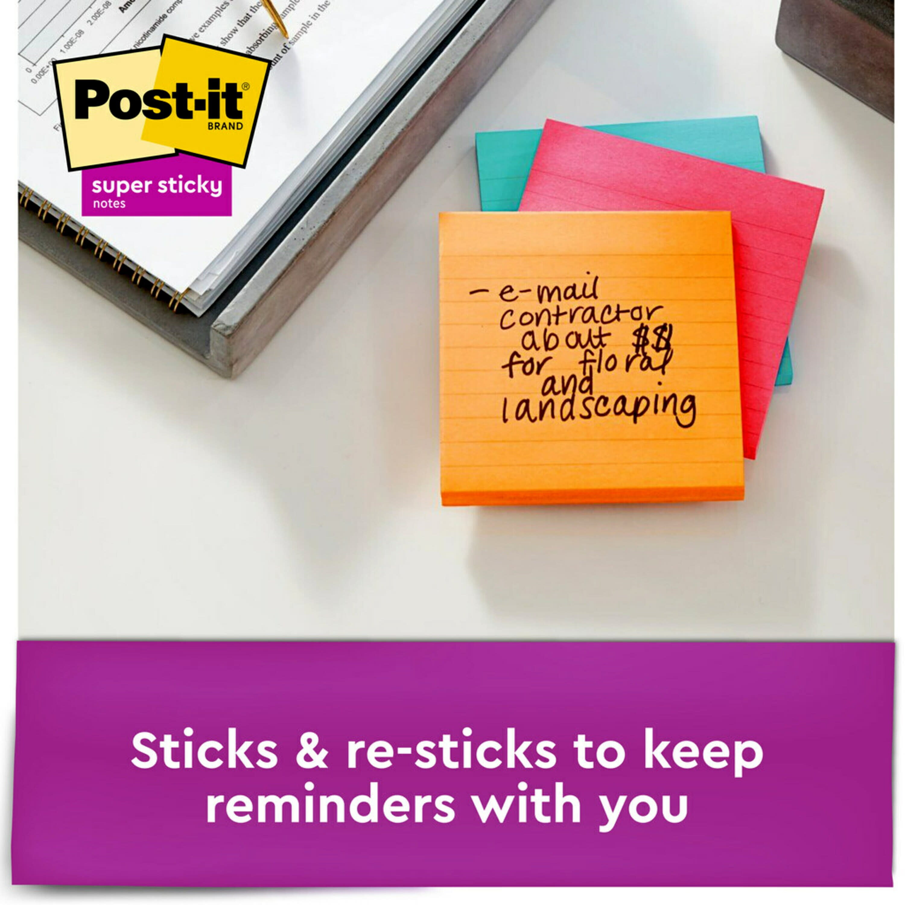 Post-it® Lined Super Sticky Notes - Assorted, 4 x 4 in - Harris Teeter
