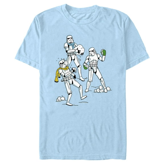 Men's Star Wars: A New Hope Stormtroopers Snowball Fight  Graphic Tee Light Blue 2X Large