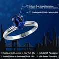 thumbnail image 2 of Gem Stone King PLAT-900 Platinum Blue Created Sapphire Engagement Ring for Women | 1.60 Cttw | Oval 8X6MM | Gemstone September Birthstone | Size 9, 2 of 6