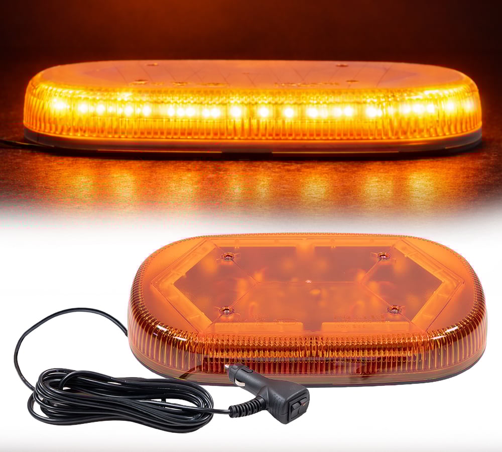 thumbnail image 2 of LED Mini Amber Roof Top Strobe Lights for Trucks - High Visibility Emergency Warning Safety Beacon Light Bar with Magnetic Mount for Class 1 Vehicles, 2 of 18