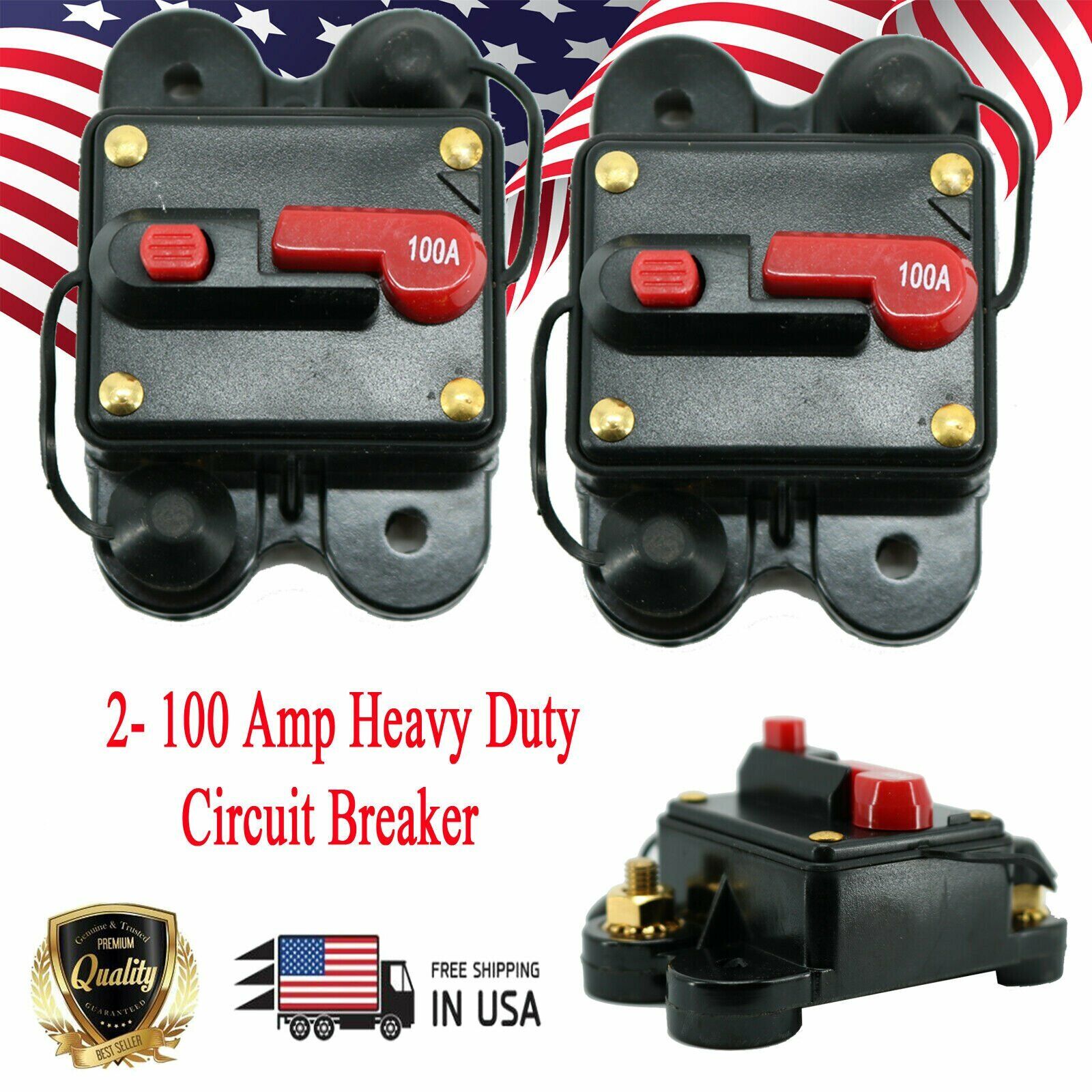 2x 100 Amp Circuit Breaker Replace Fuse Holder Car Marine Stereo Fuse