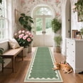 thumbnail image 3 of Nanan 2.5'x8' Scalloped Edge Area Rug, Machine Washable Low-Profile Woven Carpet, Non-Slip Soft Textured Rug for Living Room Bedroom Nursery Home Decor,Grass Green, 3 of 7