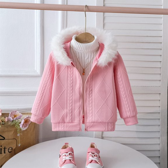 Toddler Jackets for Girls Zip up Hooded Knited Girls Pink Jacket Lightweight Jacket Fall Jackets Girl Jackets 2-3 Years