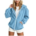 thumbnail image 2 of Girls Hooded Jacket Solid Color Zip Up Hooded Jacket Long Sleeve Ribbed Cuff Casual Outerwear Tops Daily Leisure Coat for Girls with Pockets, 2 of 9