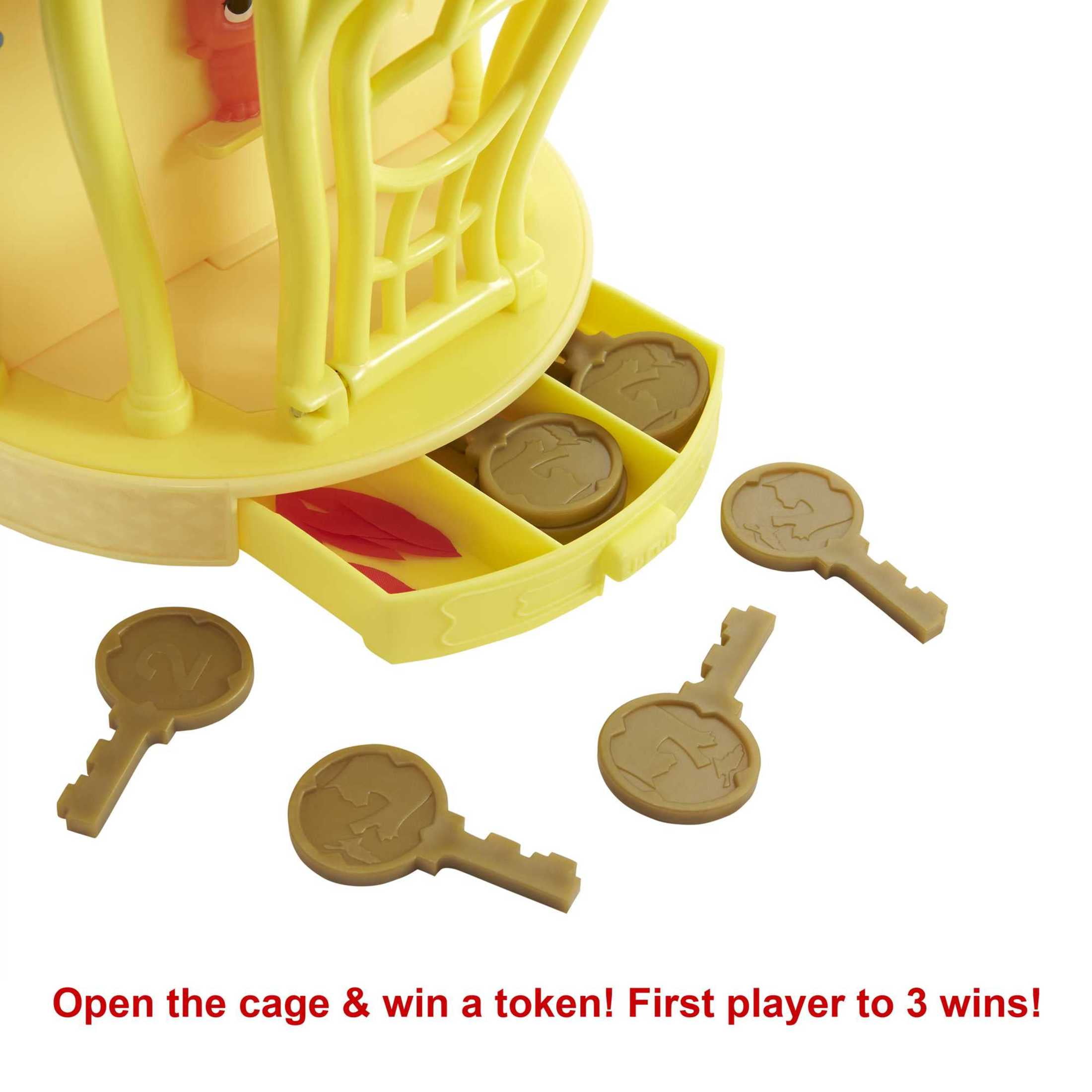 Flyin' Feathers Kids Game with Toy Cat & Bird in Birdcage & Keys for 2-4 Players