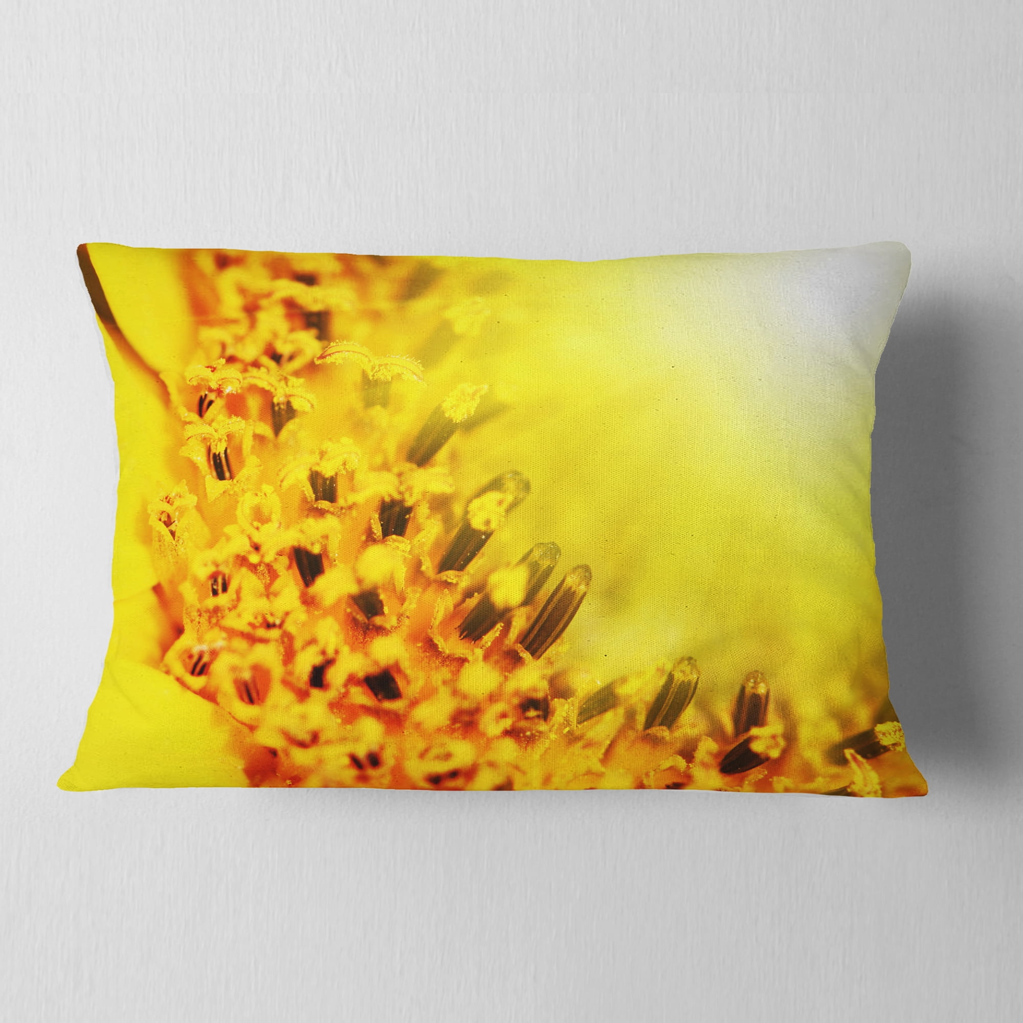 Designart Bright Yellow Sunflower Close Up - Floral Throw Pillow - 12x20