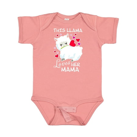 

Inktastic This Llama Loves Her Mama with Hearts Boys or Girls Baby Bodysuit